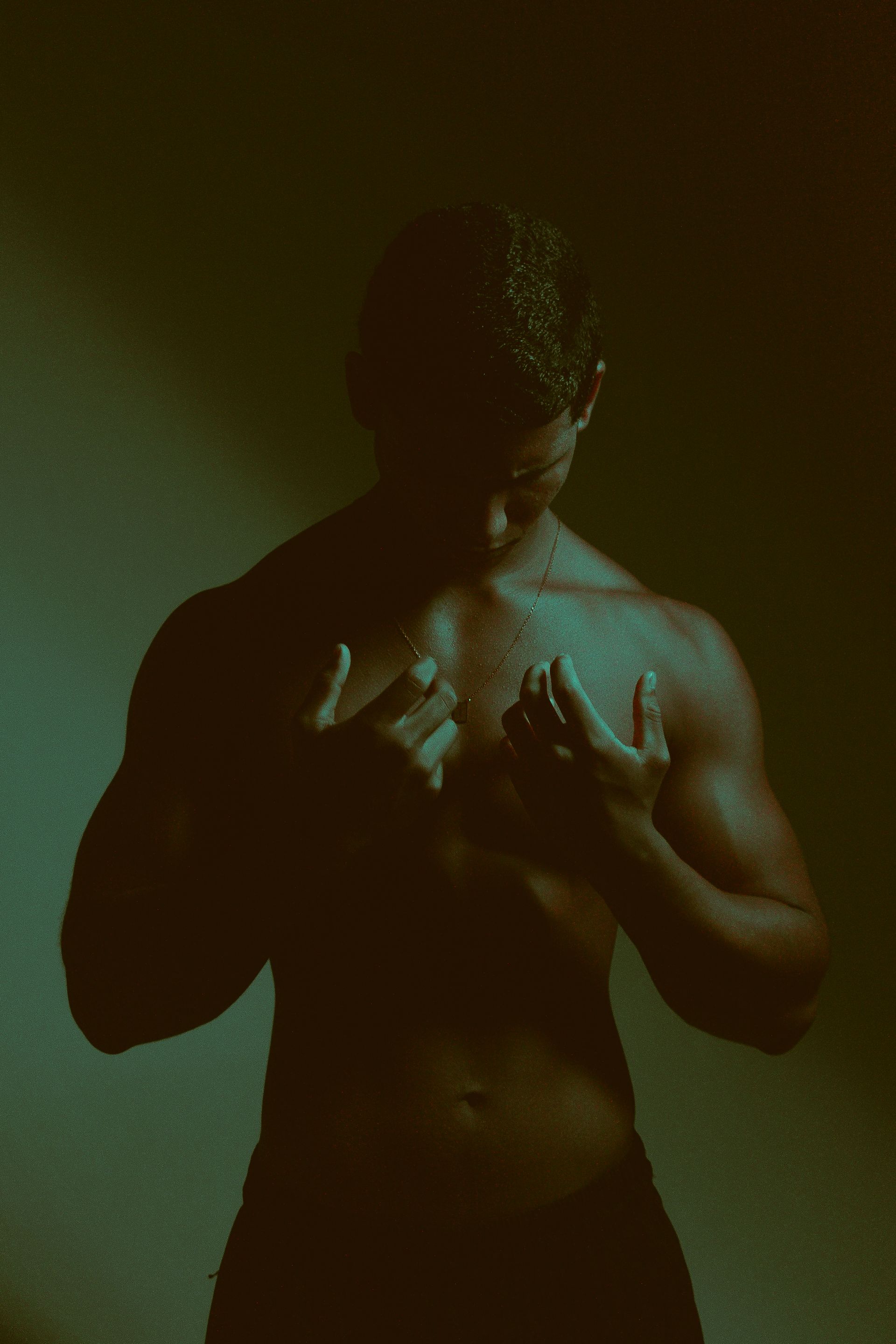 Athlete portrait in dramatic low light